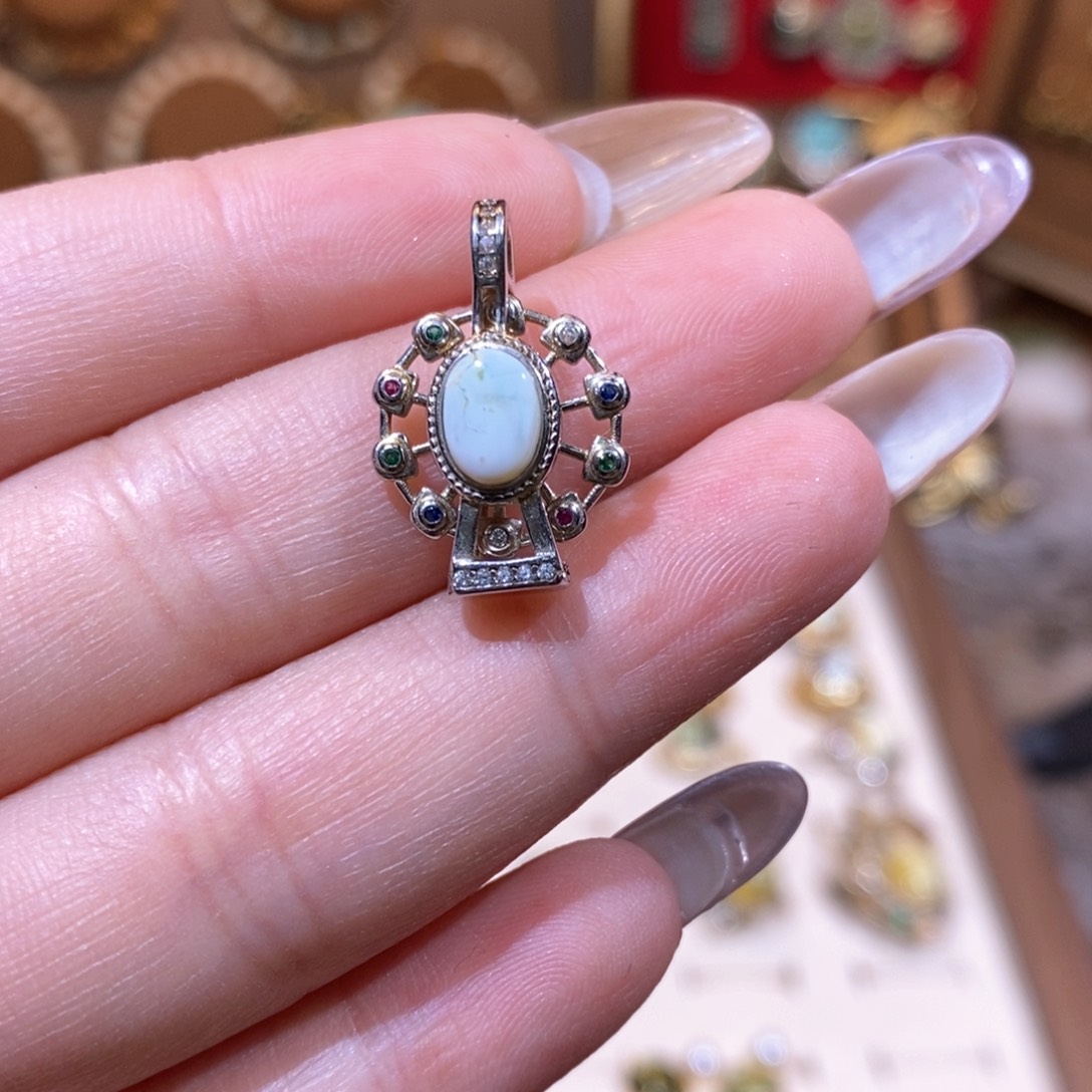 琥珀颈饰银S925镶嵌吊坠