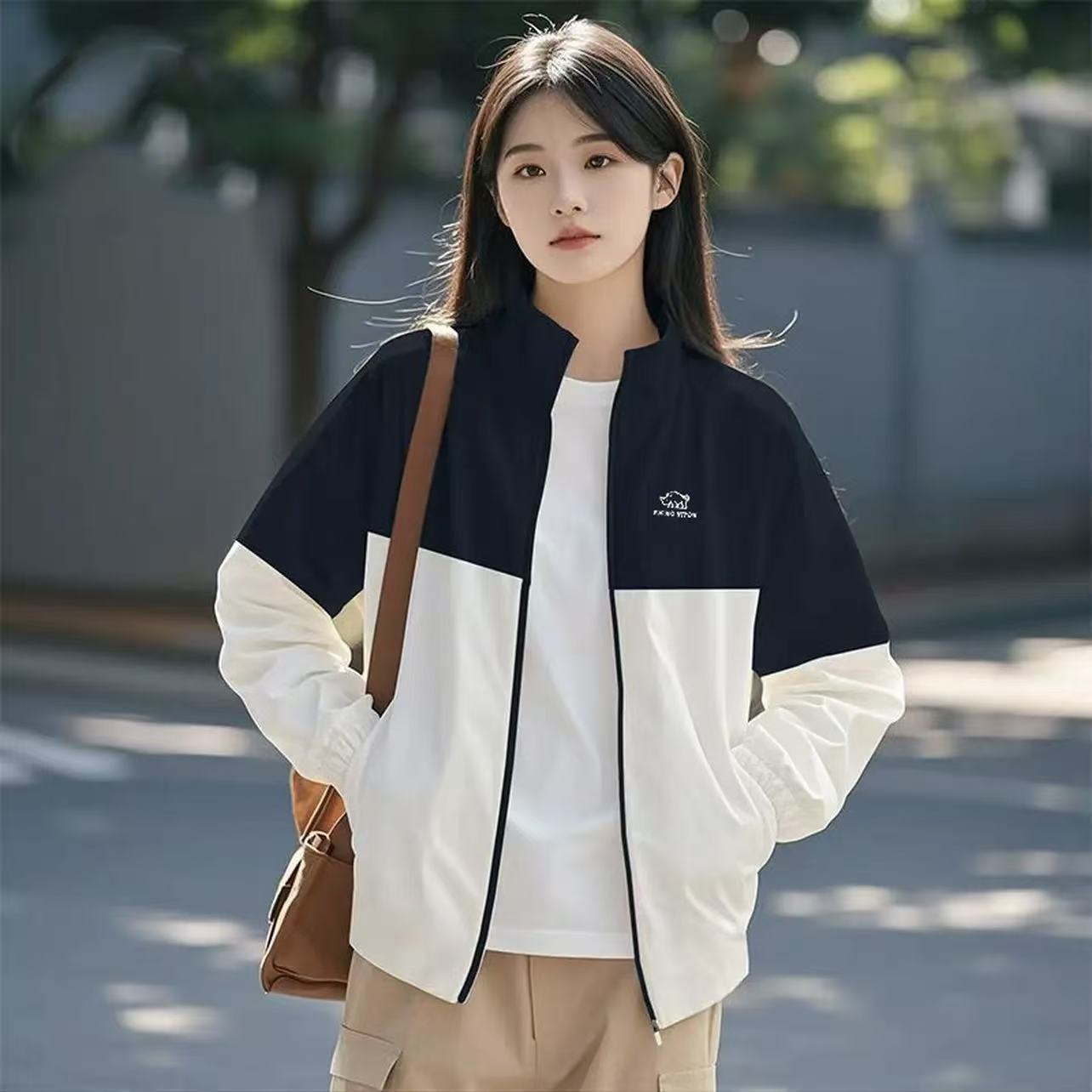 拼色ins夹克男装直下摆秋季帅气上衣休闲短款外套宽松型男-35