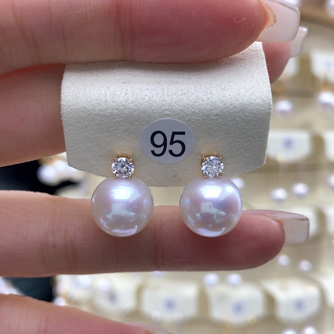 淡水珍珠耳饰18K金镶嵌