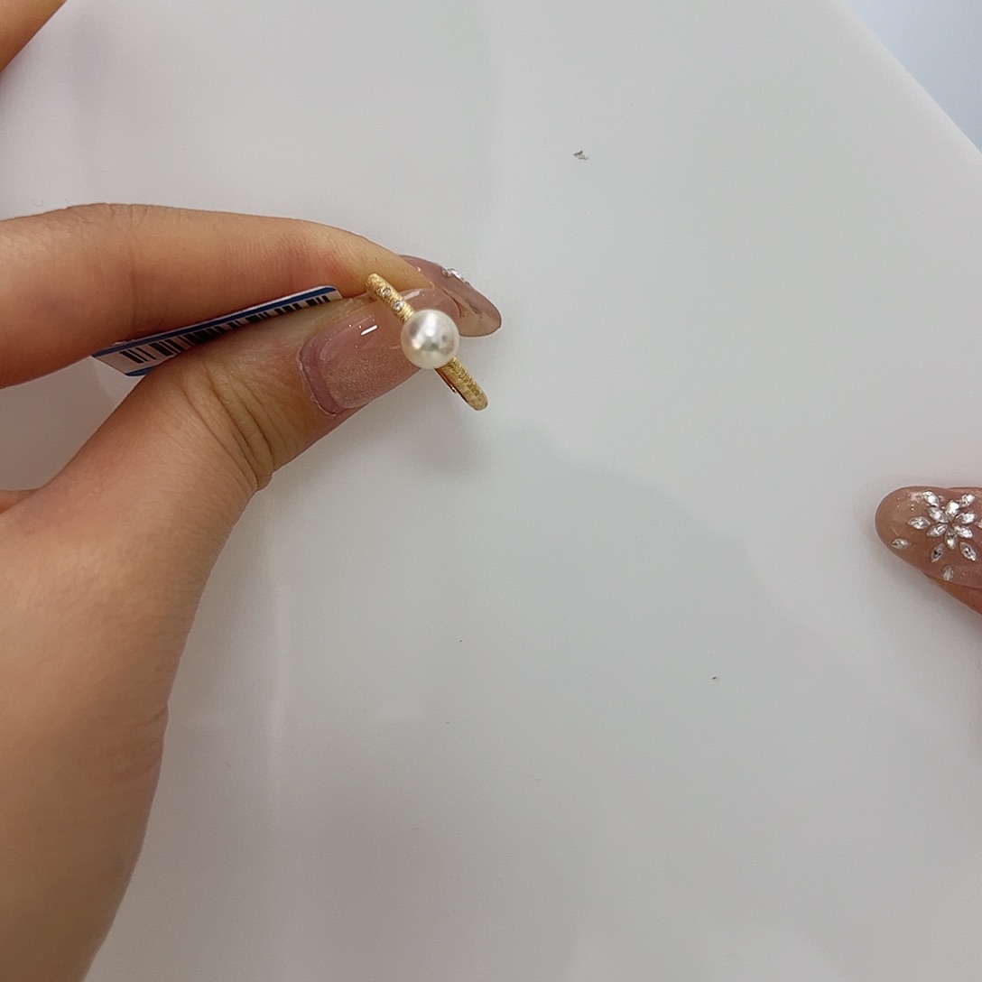 海水珍珠戒指银S925镶嵌v 3179