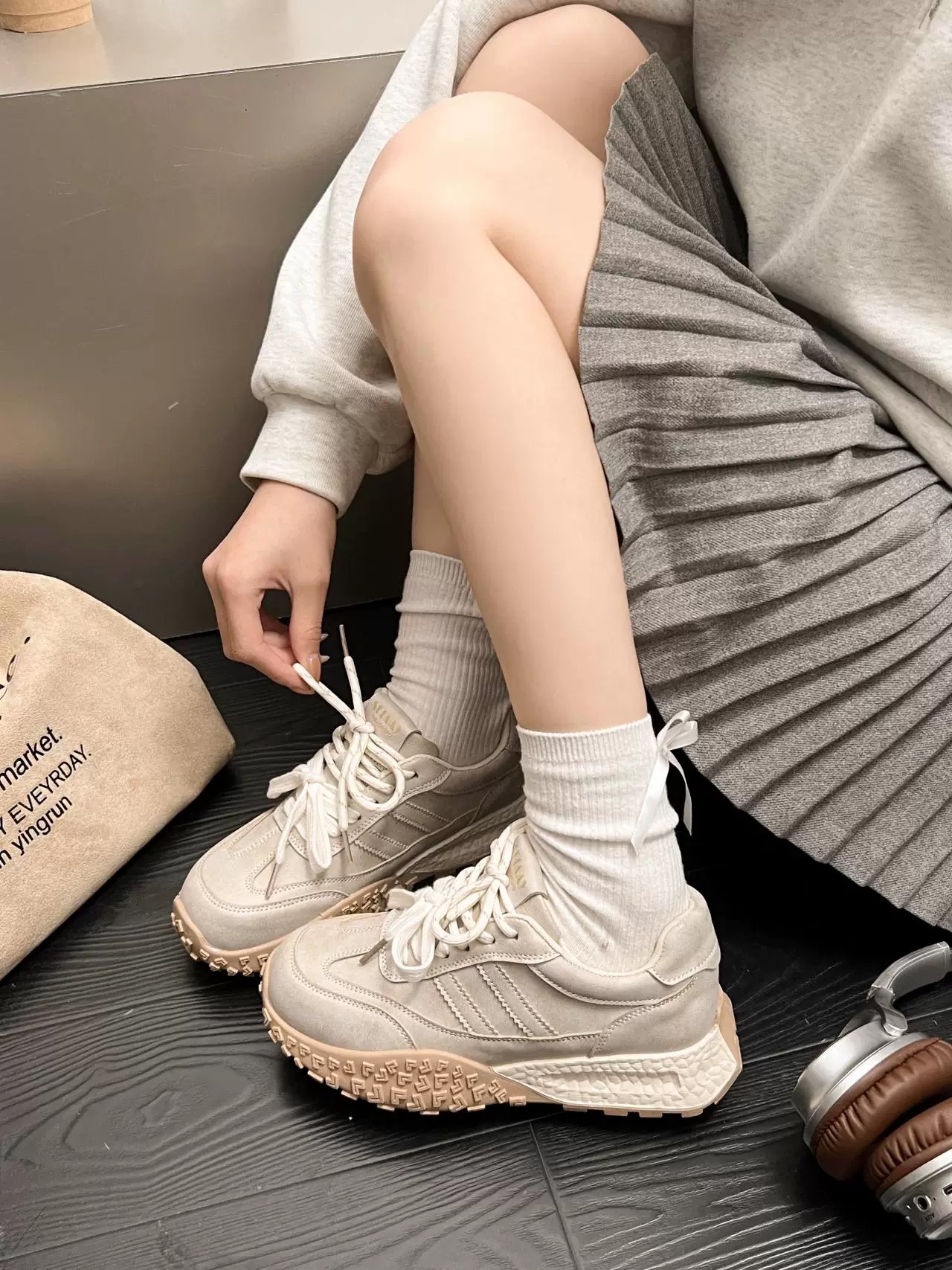 2025新款阿甘女鞋春款学院风轻便舒适百搭休闲德训鞋程程2