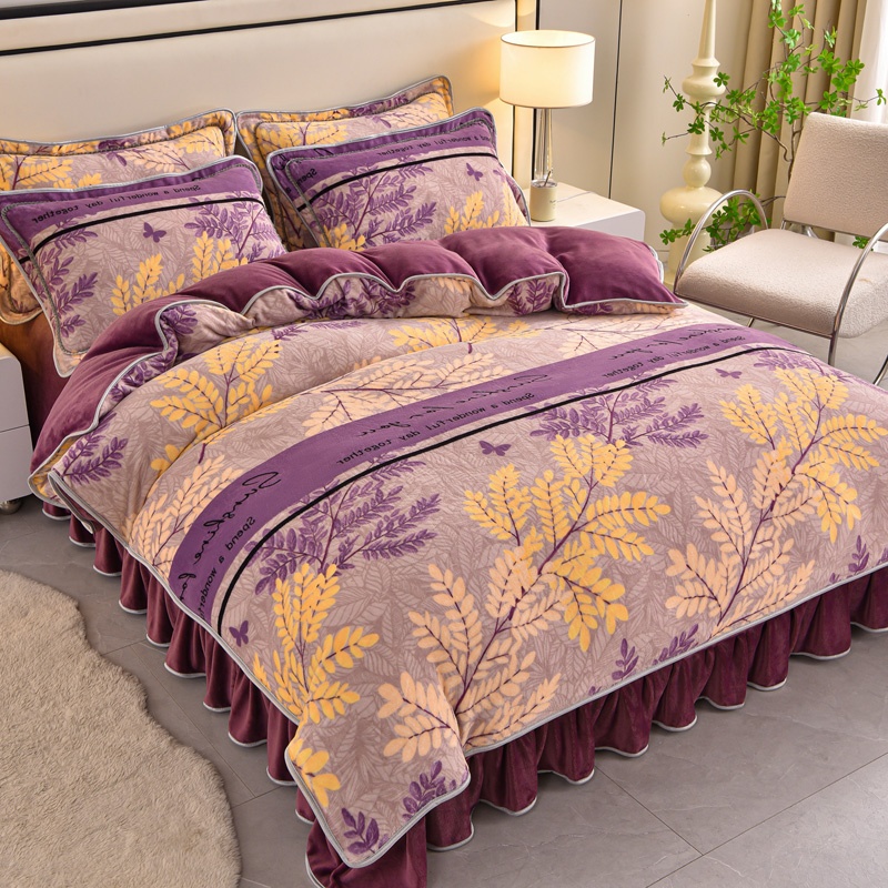 牛奶绒四件套加厚床上用品冬被套防静电不掉毛床单双面加绒公主风