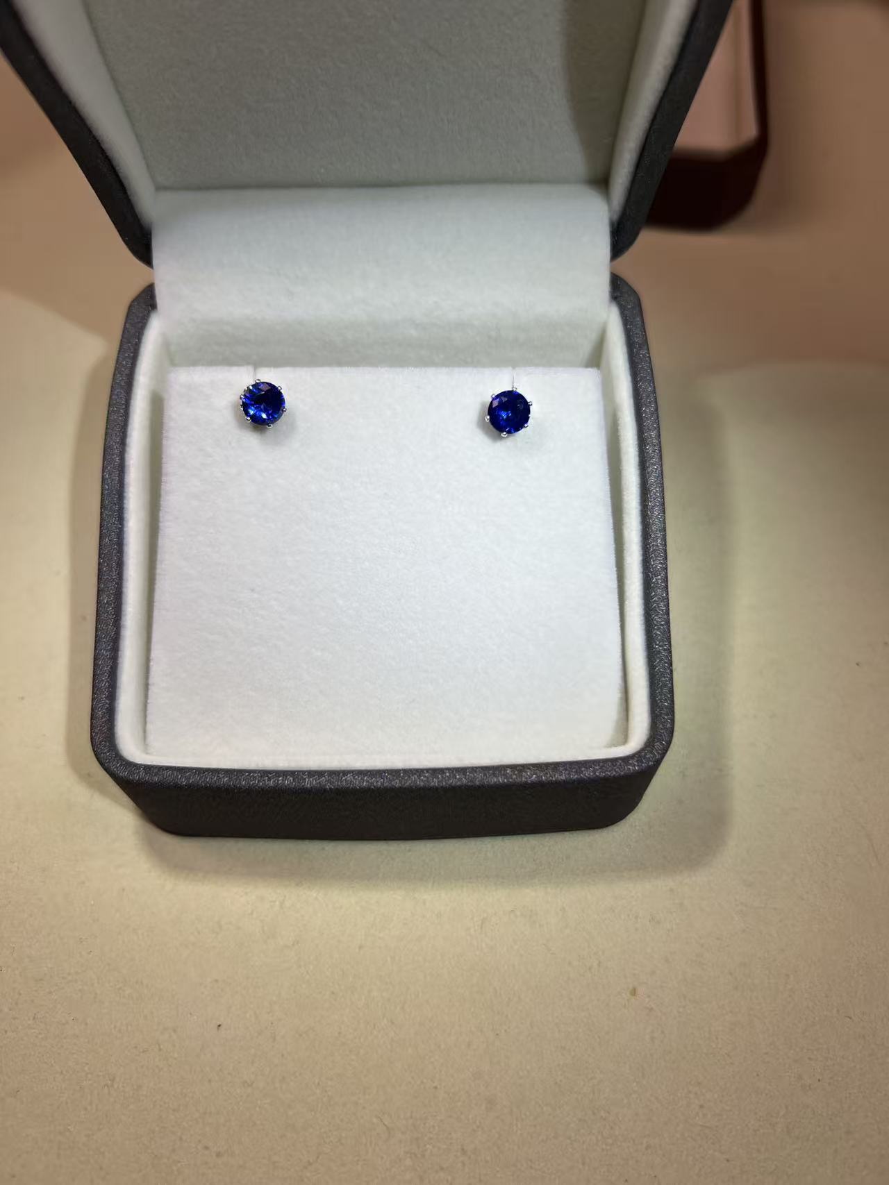 合金耳饰 钱多多多饰品  蓝色耳钉简约大气B-184