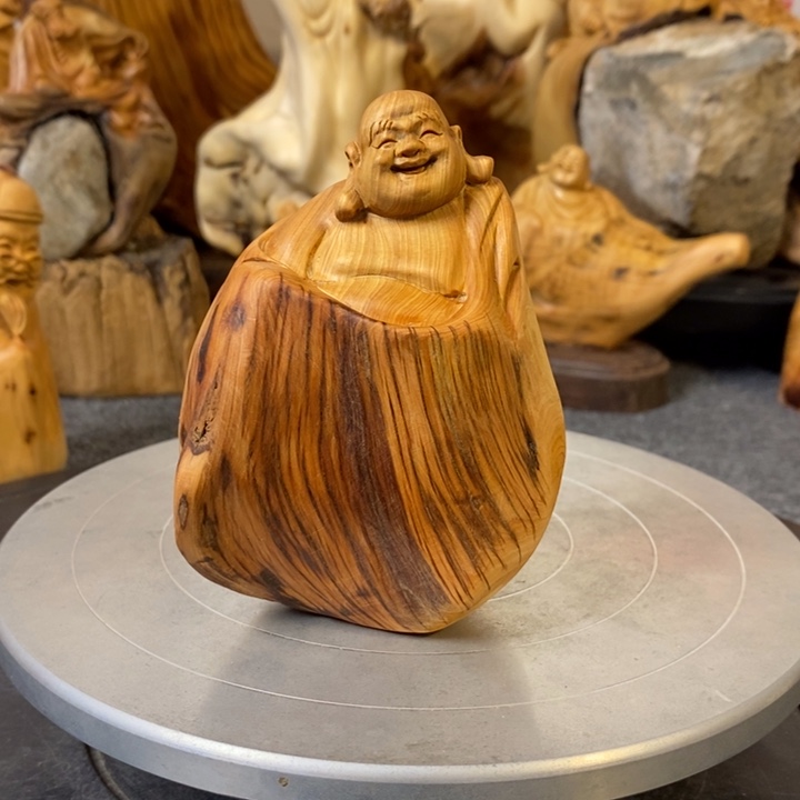 柏木（崖柏）崖柏弥勒佛摆件根雕工艺品