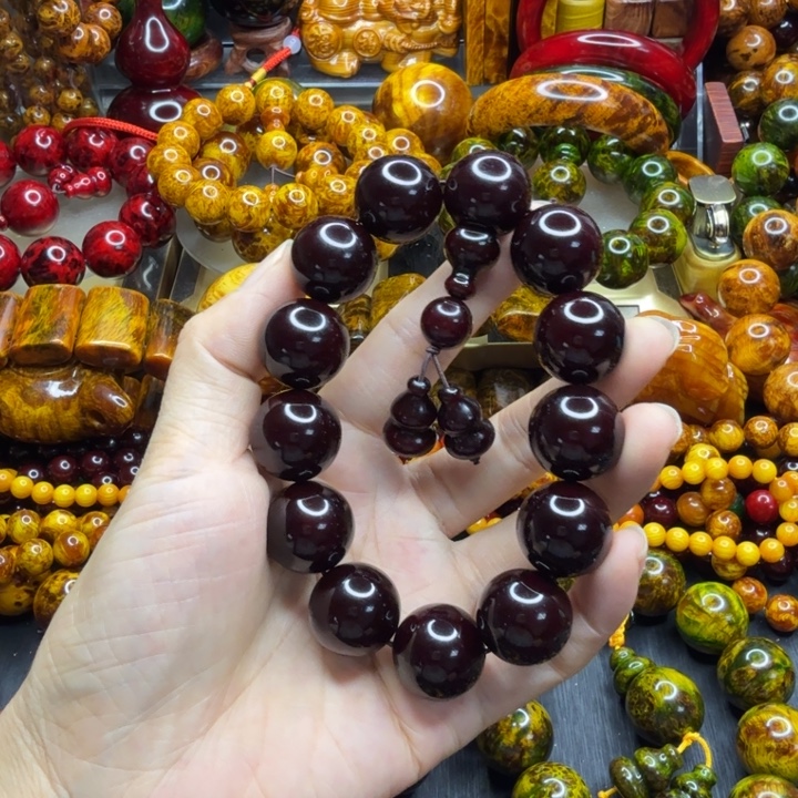 松木琥珀木文玩手串