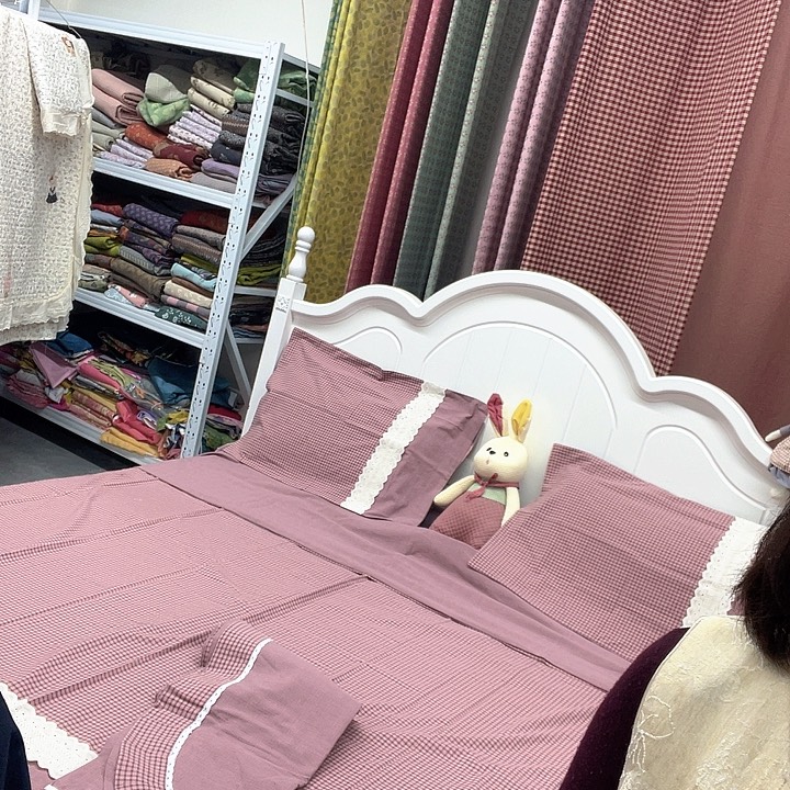 棉棉蓝山粉韩版四件套