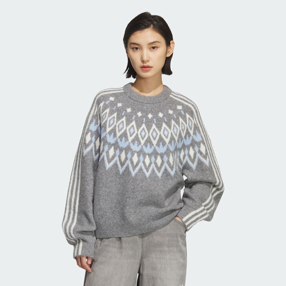 adidas阿迪达斯三叶草女子FAIR ISLE CREW毛线套头衫KS5964