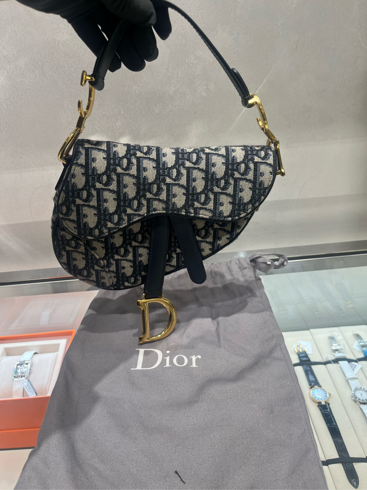 95新 DIOR/迪奥 迪奥 老花马鞍包 18年编码
