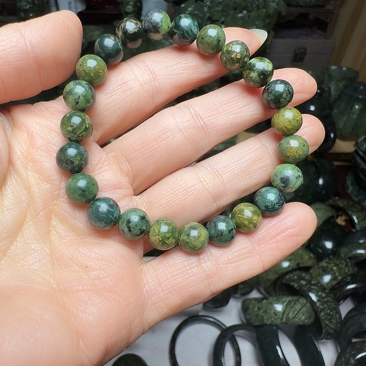 未镶嵌蛇纹石玉手串0.8cm秋*风