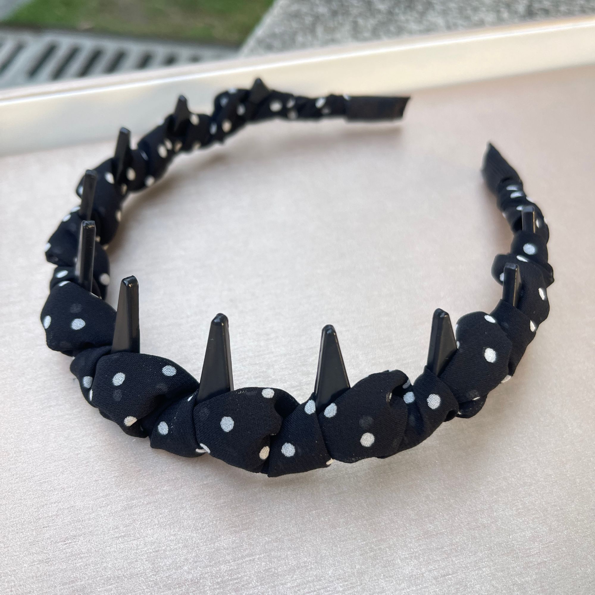 A146~波点带齿发箍时尚百搭