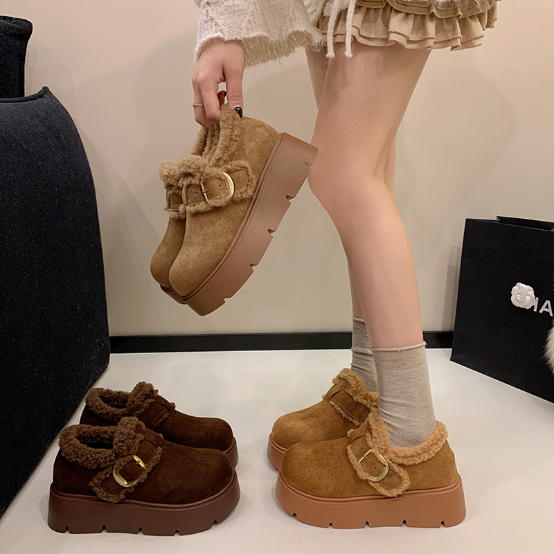 【25秋冬新款】博肯复古棉鞋纯色轻职风学院风潮流风厚底女鞋