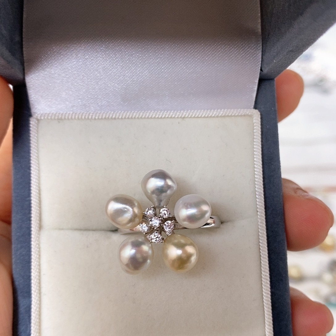 海水珍珠戒指银S925镶嵌