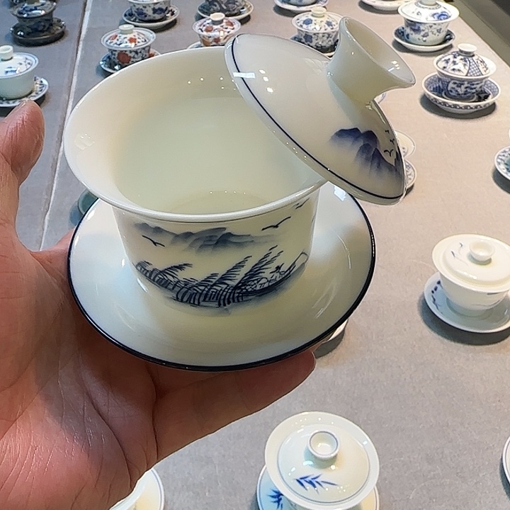 摆件直播间三才盖碗