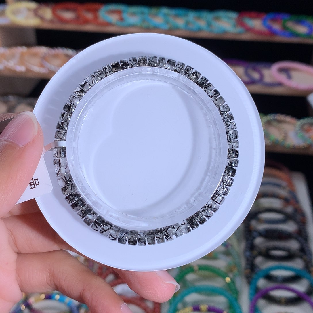 未镶嵌手串发晶虎**椒精工药片黑发晶5mm