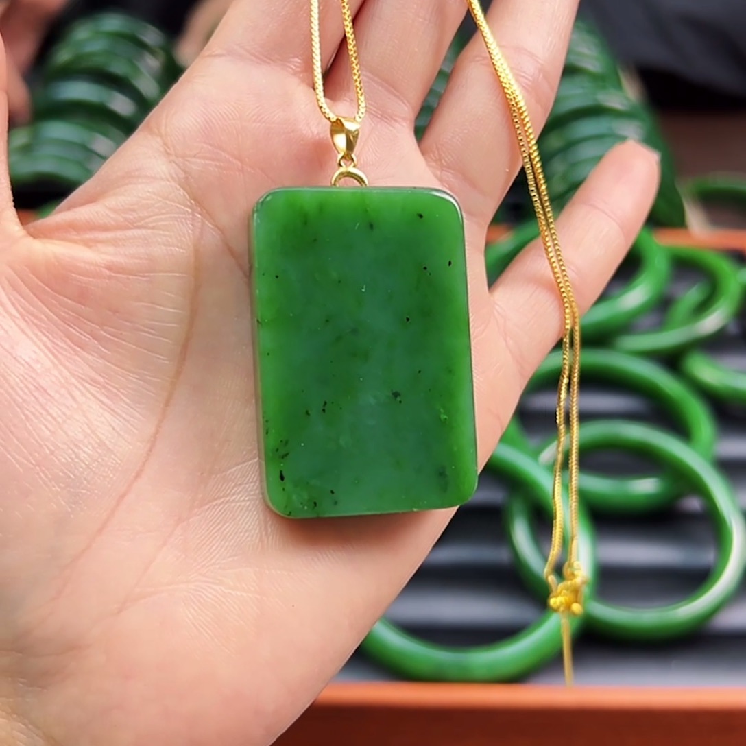 和田玉（碧玉）银S925镶嵌颈饰