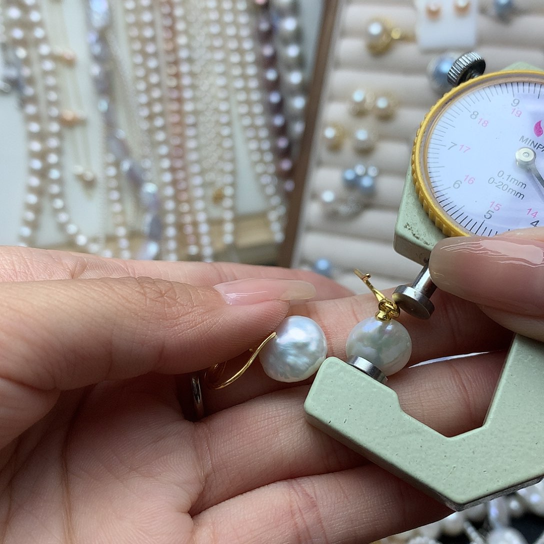 淡水珍珠11-12未镶嵌a75耳环