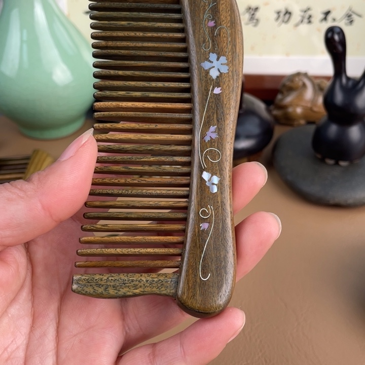 小***多绿檀小花无柄梳带油和布袋