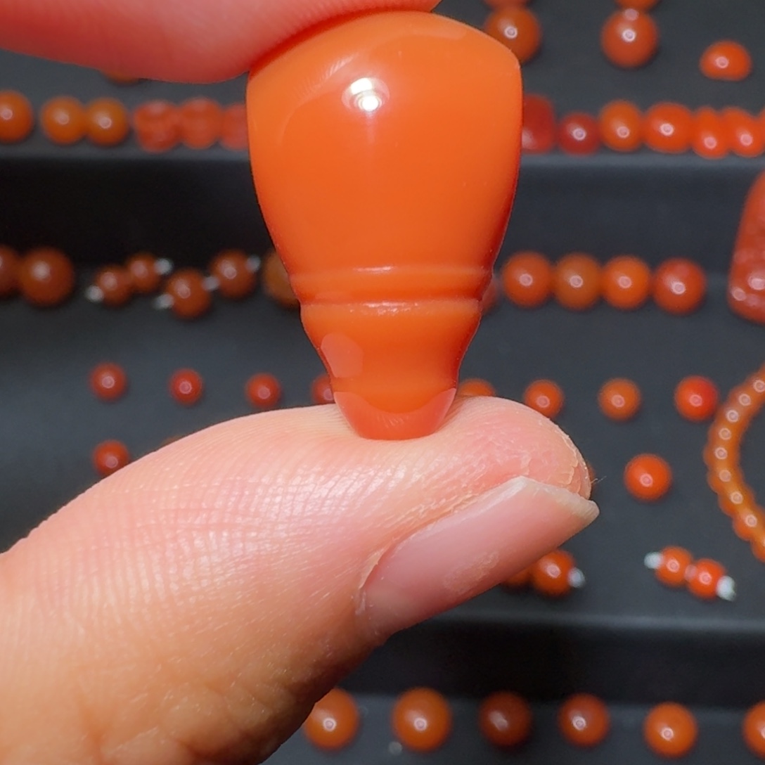 南红玛瑙未镶嵌瓦西满肉柿子红三通13