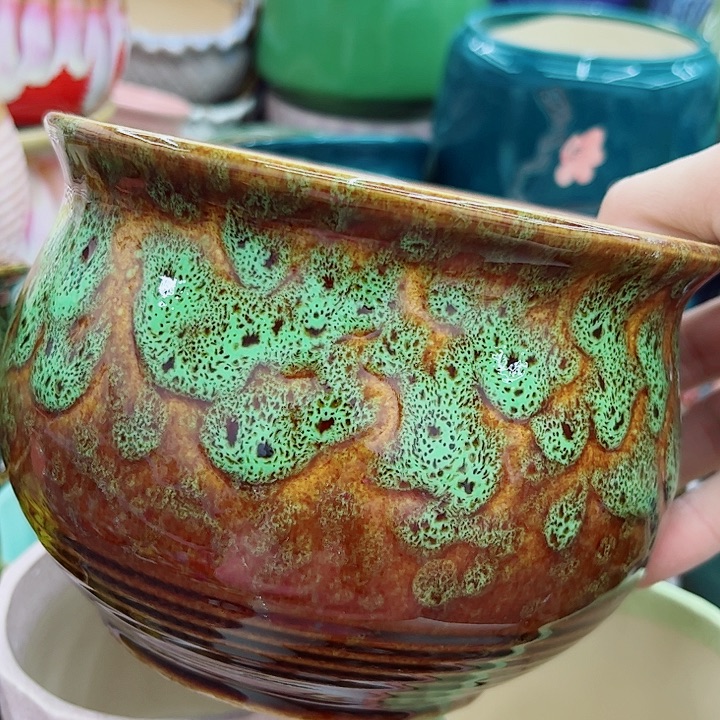 多肉绿植陶瓷花盆9.9包邮，有孔