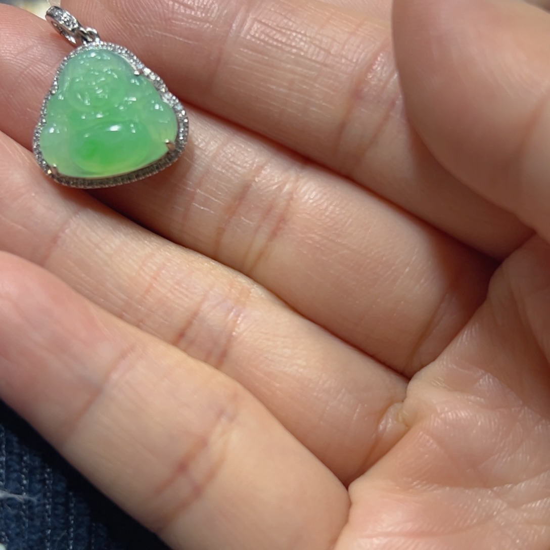 翡翠颈饰18K金镶嵌紫***铃吊坠