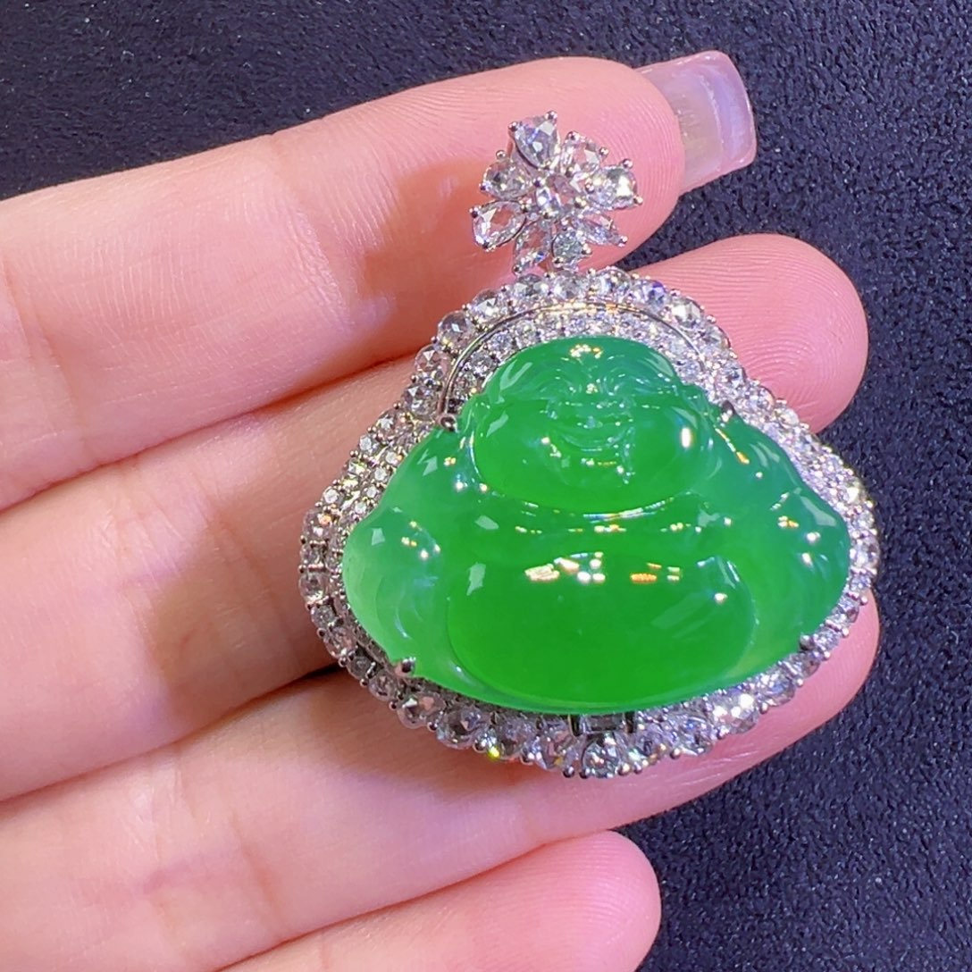 翡翠18K金镶嵌吊坠(不含链)吊坠