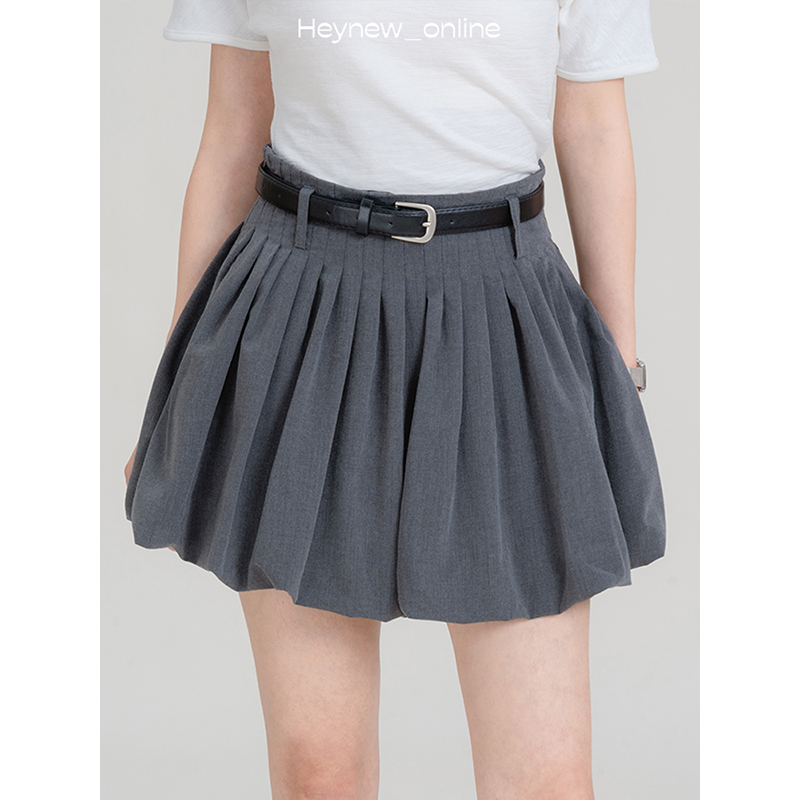 LOVEHEYNEW韩系甜美减龄花苞裙女高腰显瘦设计感百搭短裙5x412