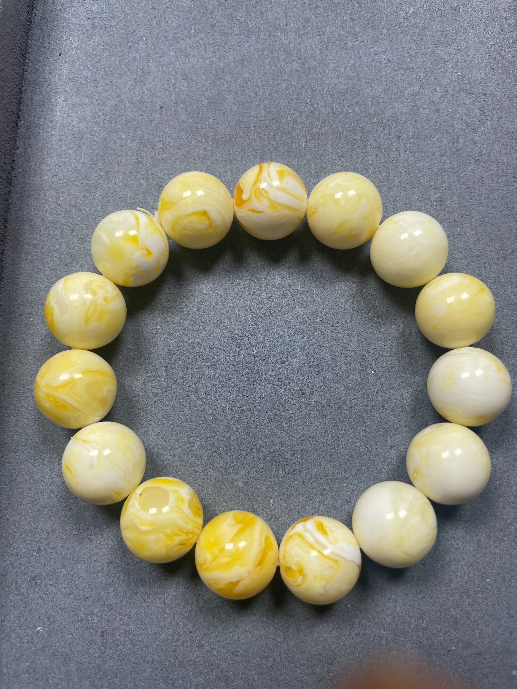 14MM天然金瓷白时尚饰品手链B327