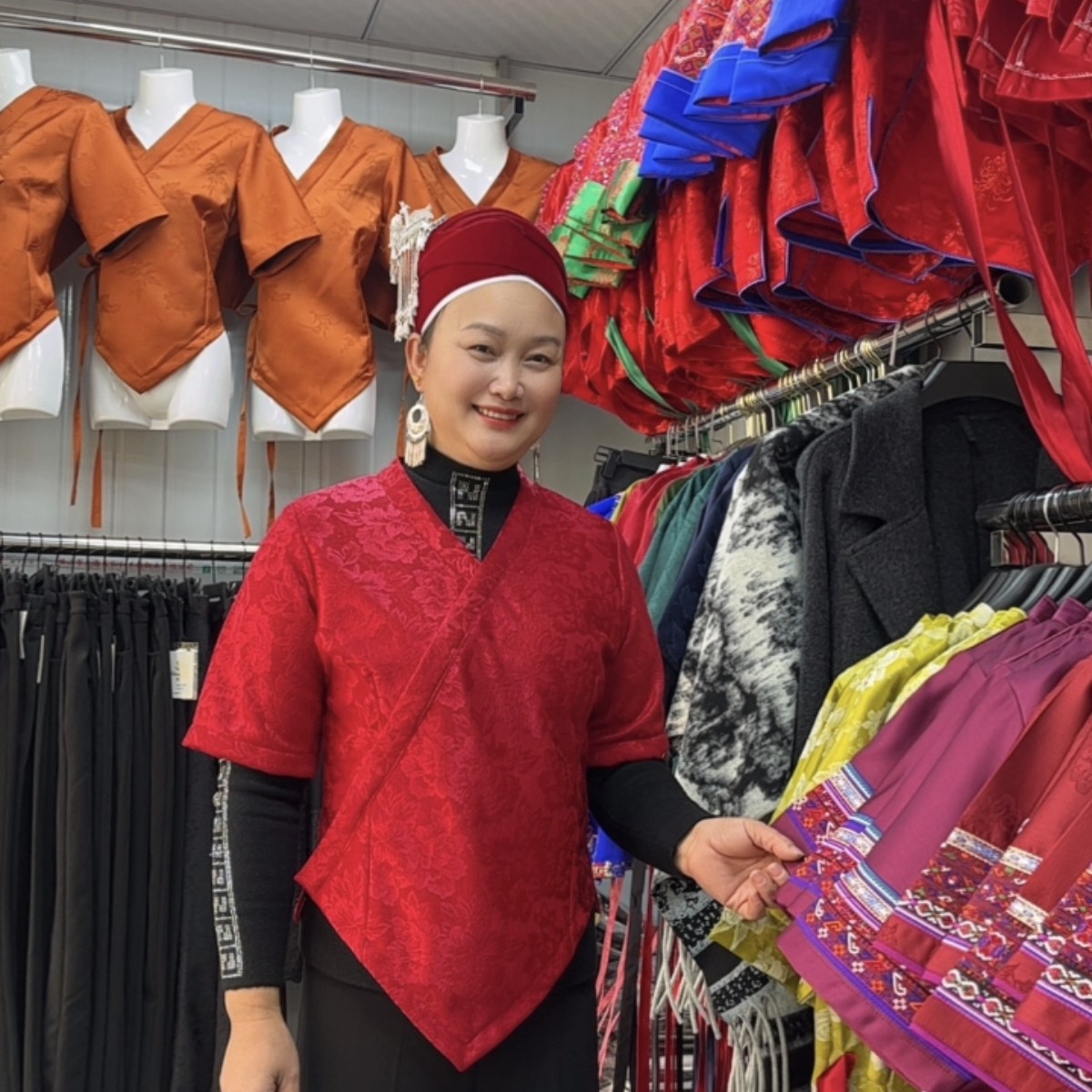 红色提花民族风上衣夏季女装气质百搭经典拉链款时尚