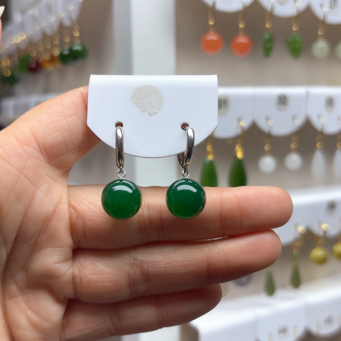 玛瑙/玉髓耳饰银S925镶嵌