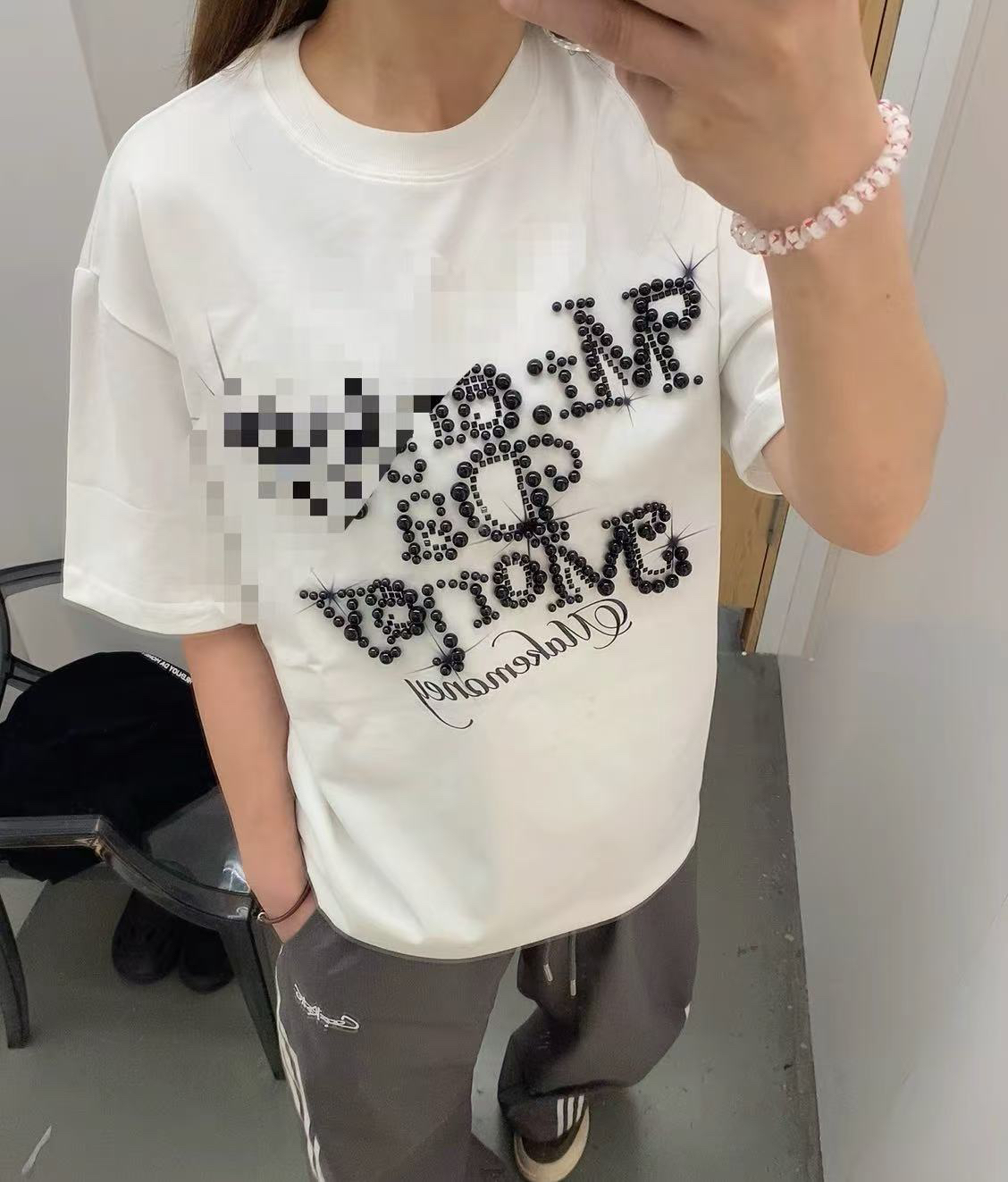 me陈奕迅同款珍珠重磅短袖