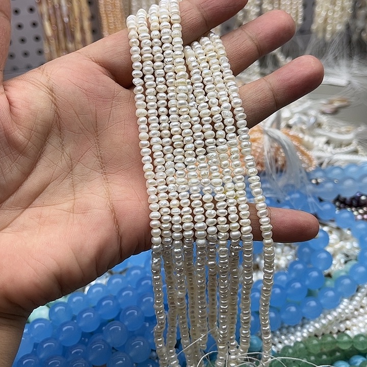 未镶嵌玛瑙/玉髓珠宝半成品一条4mm珍珠算盘珠