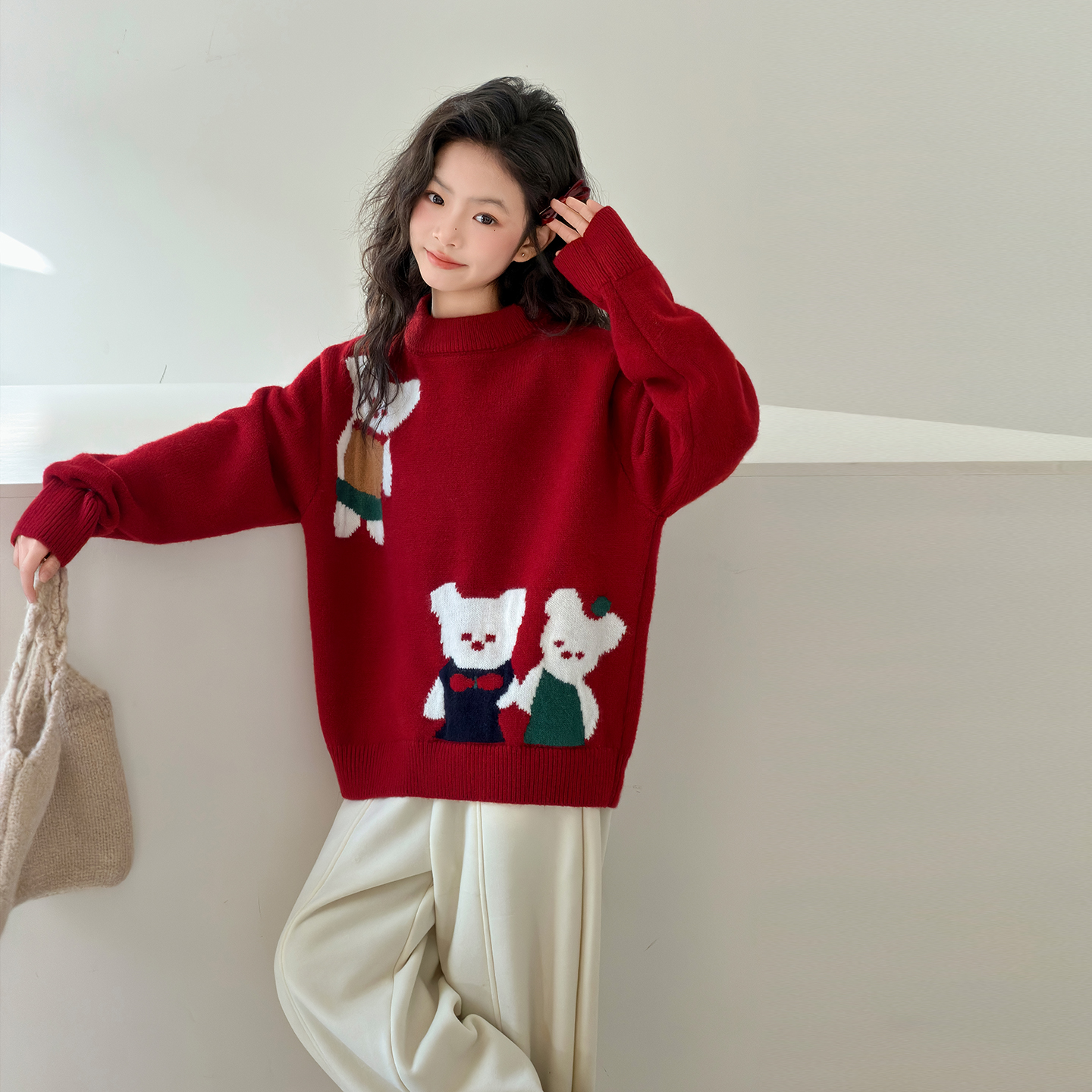 女童毛衣套装2025新款儿童洋气韩版宽松套头两件套中大童时髦百搭