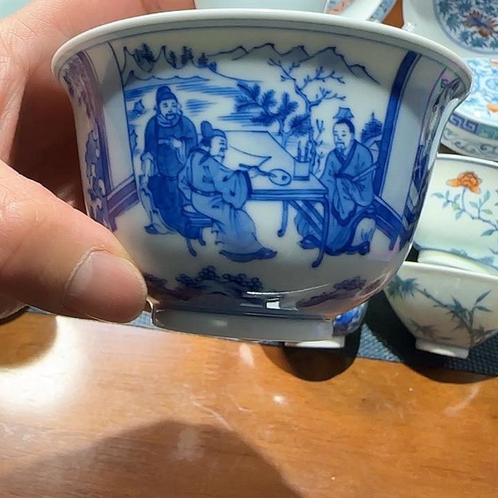 海****^桃李夜宴图盖碗内惊釉款
