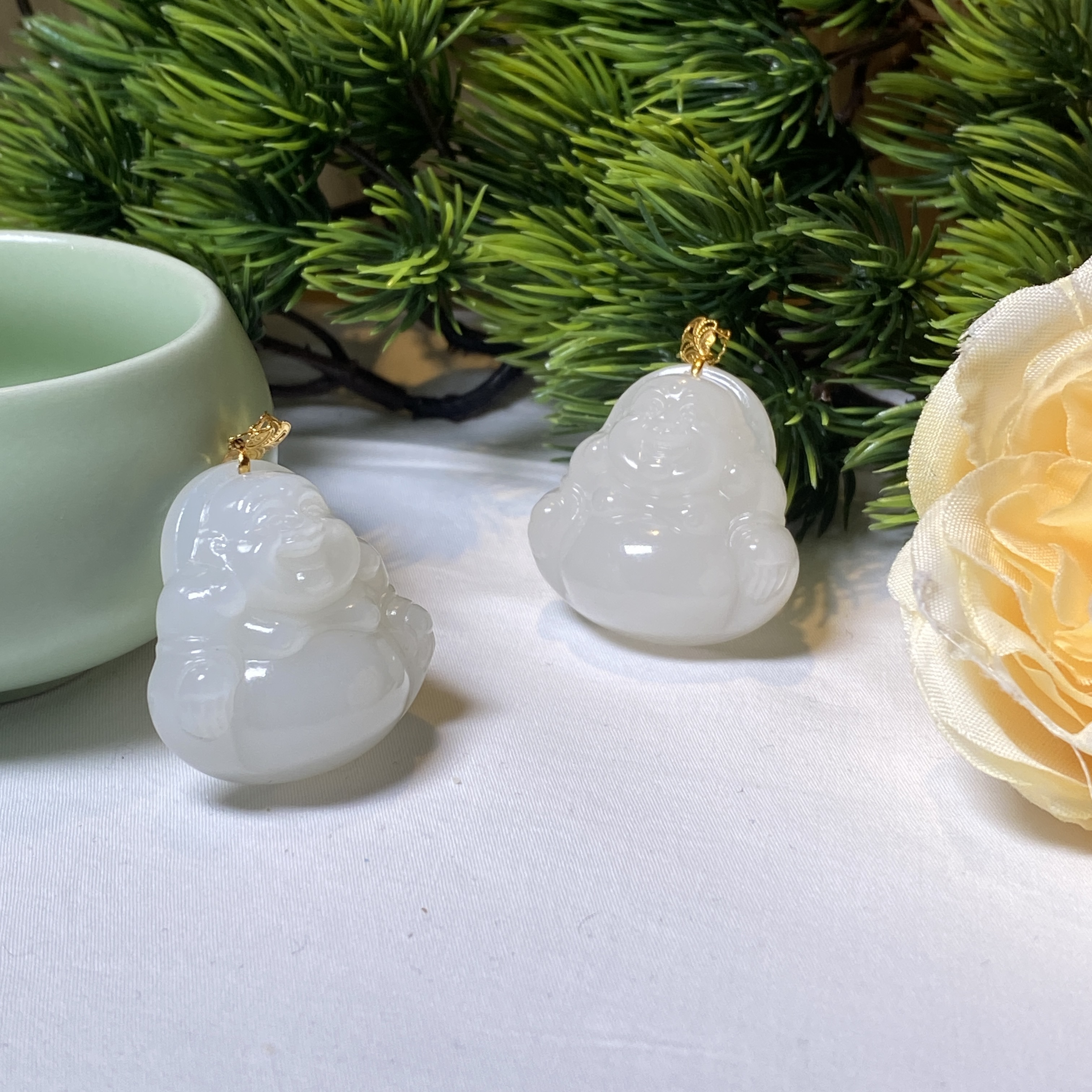 【小北好物】18k金和田玉吊坠 QH220X206【多样性发1】约28*28mm