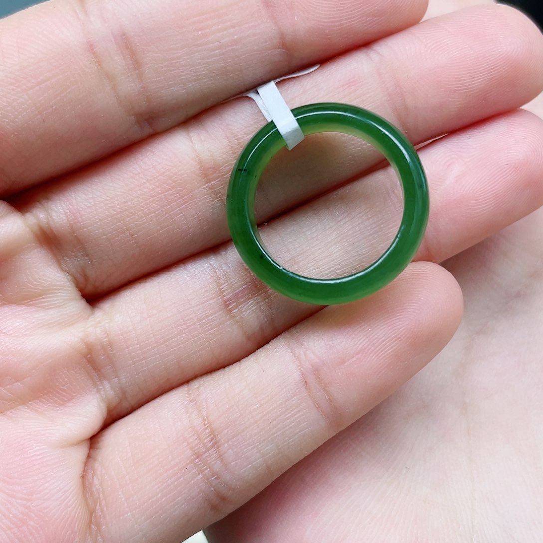 和田玉（碧玉）戒指未镶嵌猪**了碧玉指环12