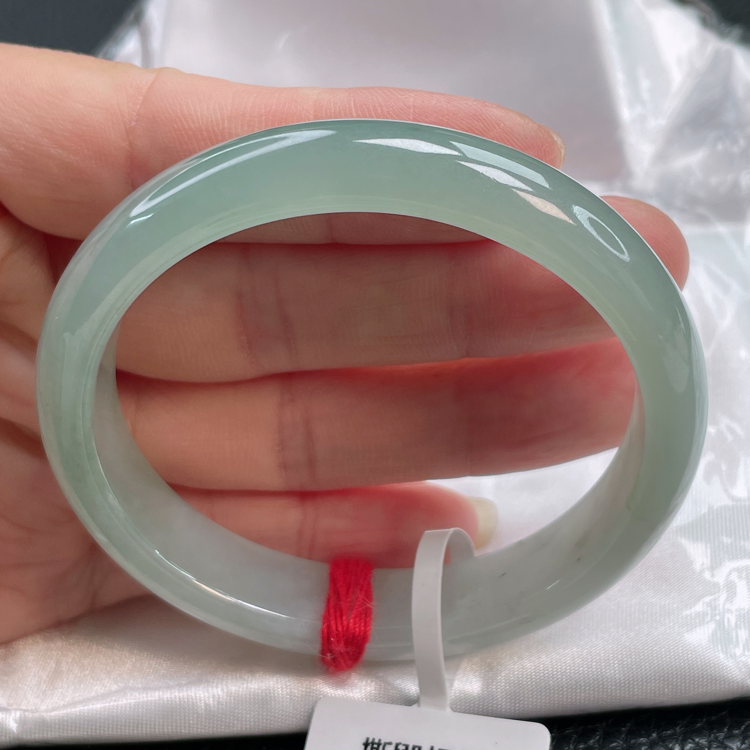 1809缅甸天然A货翡翠手镯54圈冰晴蓝贵妃手镯时尚百搭少女款冰透