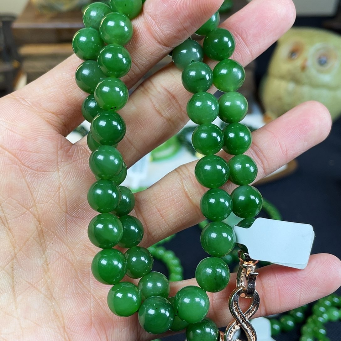 和田玉（碧玉）18K金镶嵌颈饰
