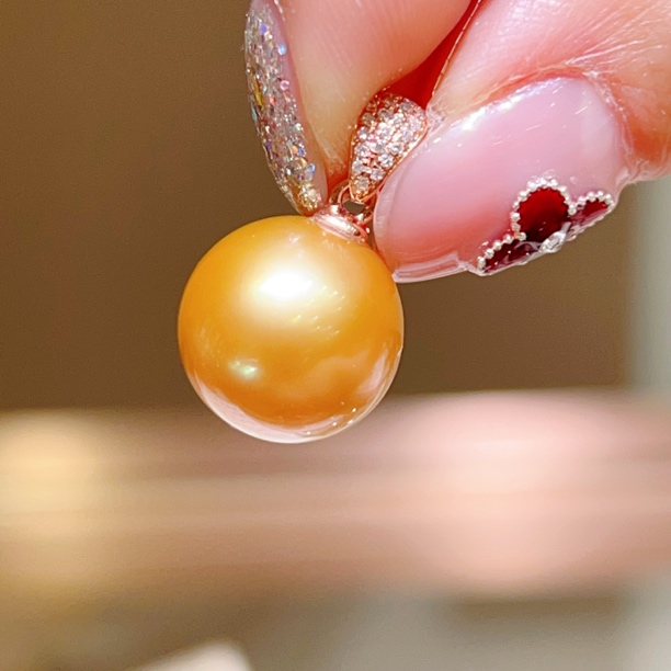12mm+ 18k玫瑰金海水珍珠吊坠 3500