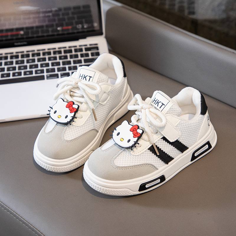 儿童运动鞋女童德训鞋kt猫2025春秋新款女宝宝软底板鞋韩版网鞋