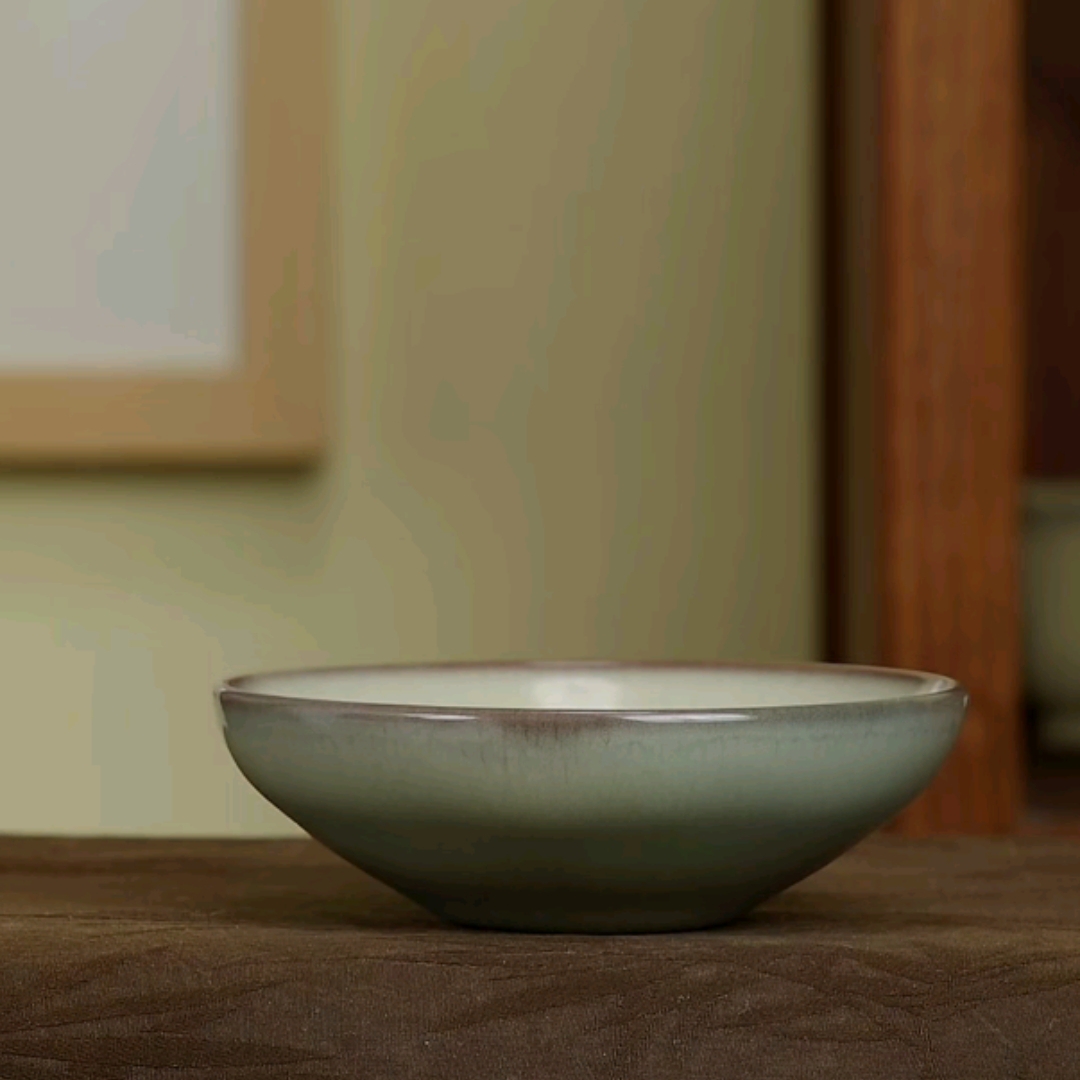 咖色大口径斗笠杯果盘陈卫武龙泉青瓷