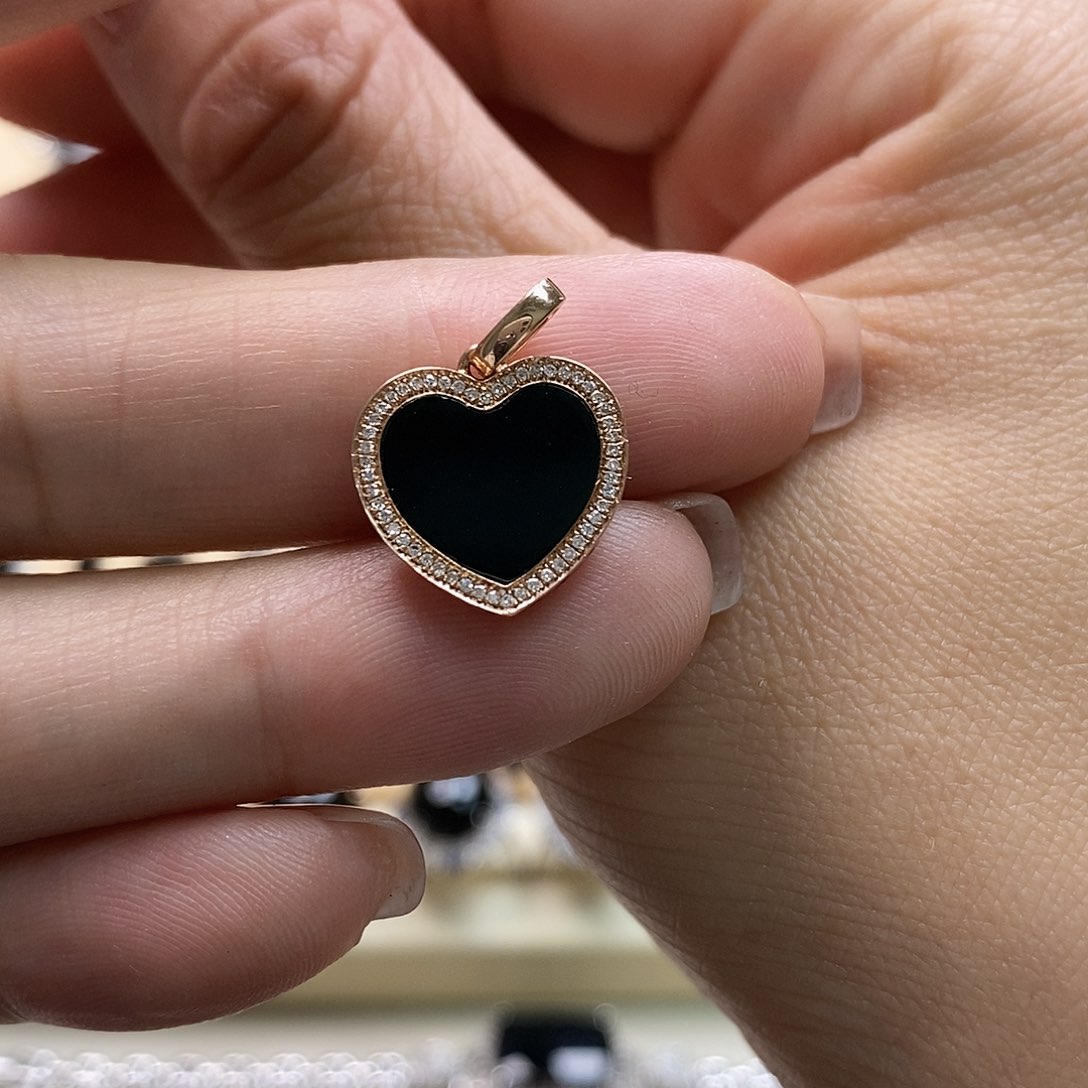 翡翠颈饰18K金镶嵌墨翠