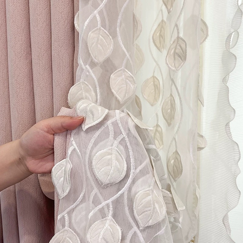 爆款法式摇钱树浪漫纱帘轻奢浮雕热切工艺侧边纱
