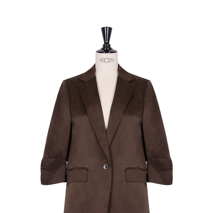 【月辉】咖色缎龟香云纱西服外套CD2167878