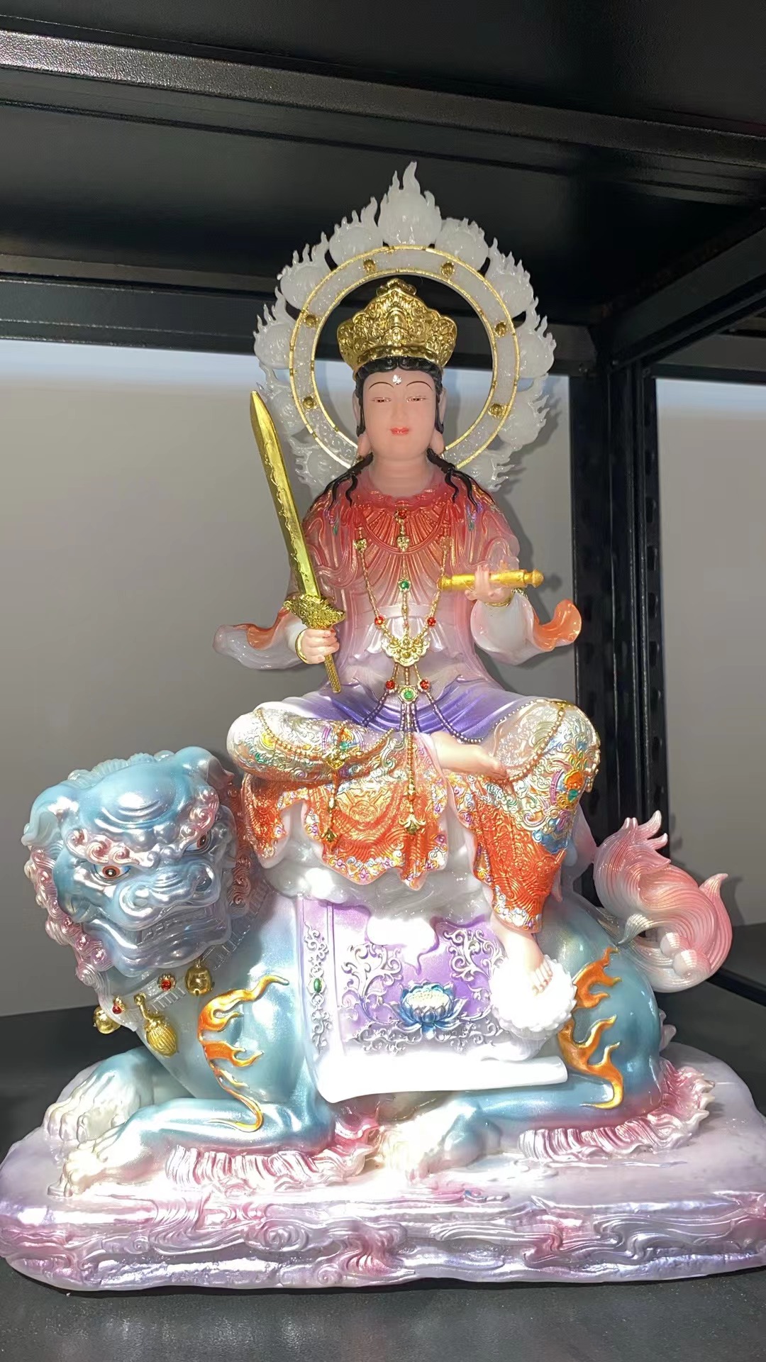 16寸汉白玉实心重体文殊菩萨像体