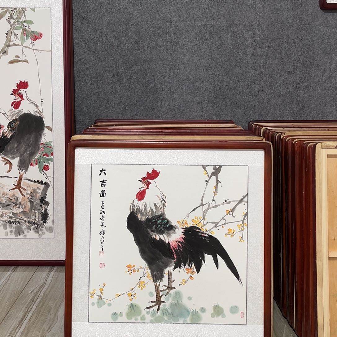 国画书画作品带框63×63