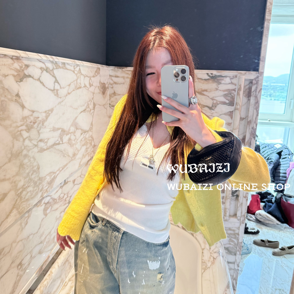 WUBAIZI｜回头率UP靓黄"不规则下摆开衫毛衣女