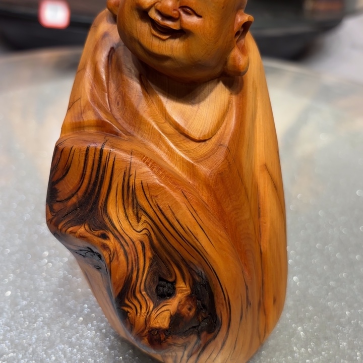 木太行崖柏根雕摆件弥勒佛题材摆件