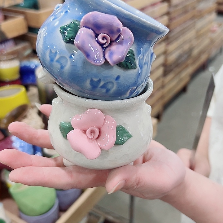 有孔.凑满10元发货多肉陶瓷花盆！