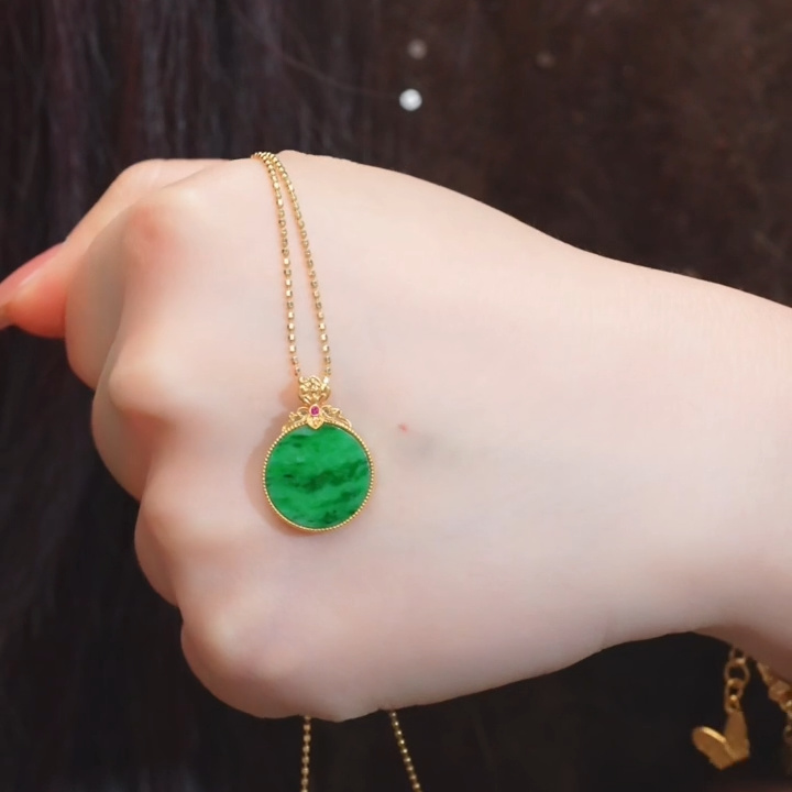 翡翠吊坠(不含链)18K金镶嵌多样性发@@W9449