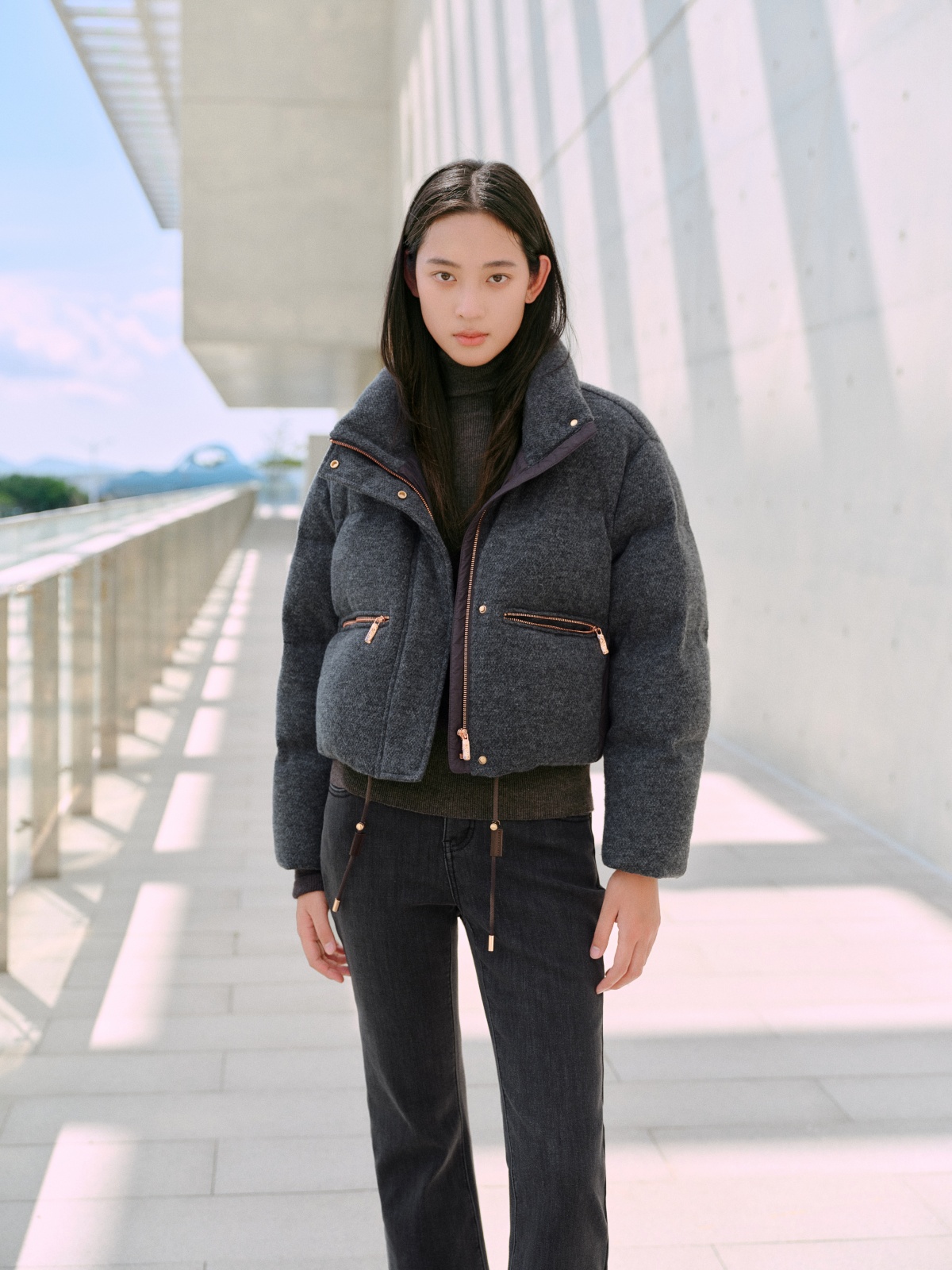 82FD030  短款时尚拼接羊毛编织挺括且柔软显瘦